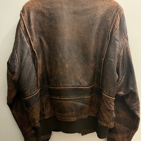 ´Bomber pilot Avirex brown 1987 leather jacket with bomber pilot lining size 44 - Picture 4 of 17